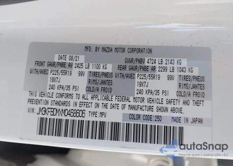 2021 Mazda Cx-5 Grand Touring z USA, uszkodzony, nr VIN JM3KFBDMXM0468606